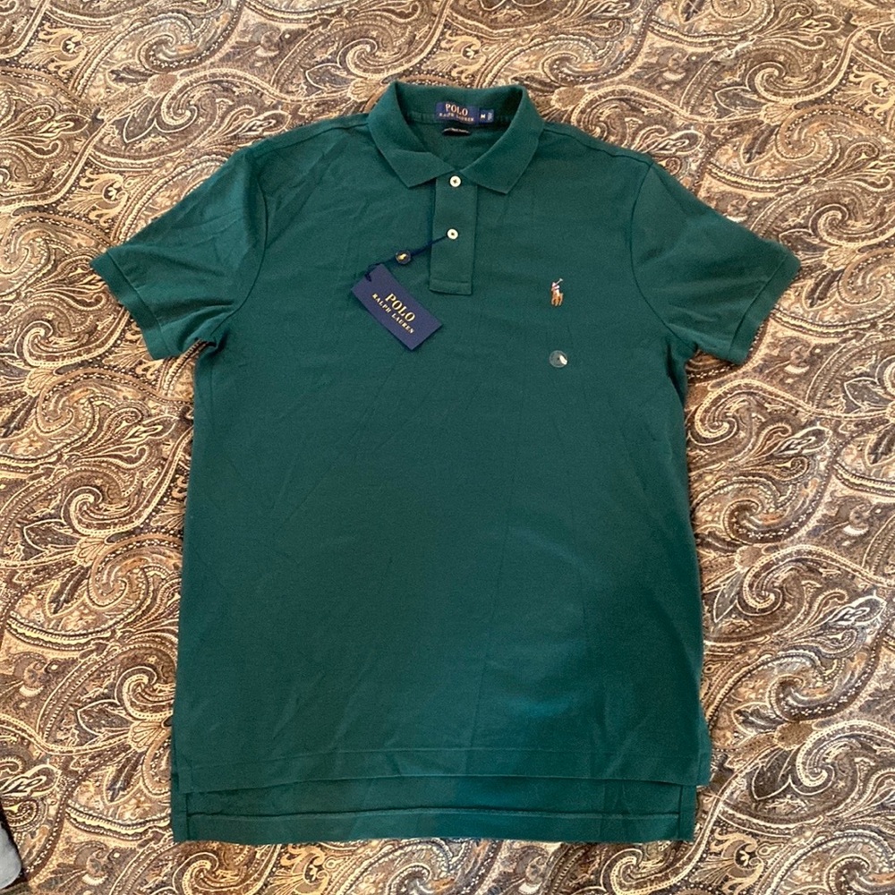 Polo Ralph Lauren: hunter green, PIMA soft touch polo shirt, size medium  (NWT)